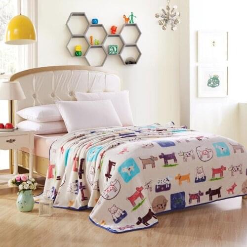 Cute Cartoon Dogs Flannel Blanket Throw for Children Home Decor on Bed/Sofa/Plane 150x200cm,180x200cm,200x230cm,230x250cm