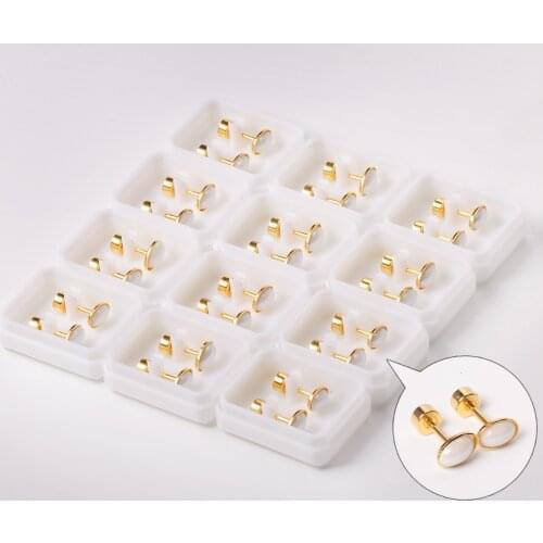 12 Pairs Stainless Steel fake Peal Earrings Brinco Wholesale Accessories Gold Color Girl Small Earrings Wholesale Wedding Gift