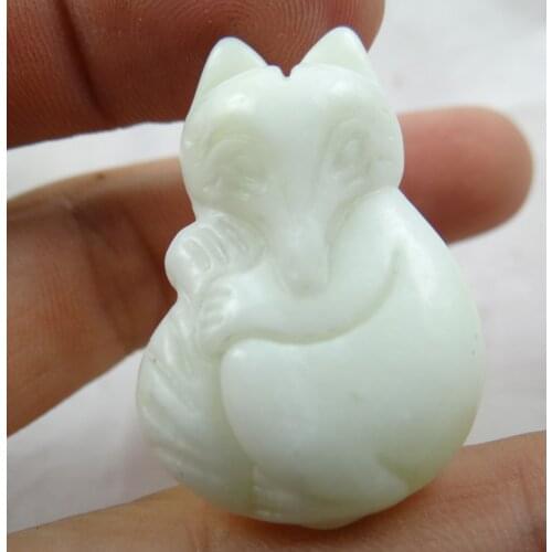 37*26Wholesale natural Chinese Liantian stone hand-carved statue of fox amulet pendant necklace Jewelry Making