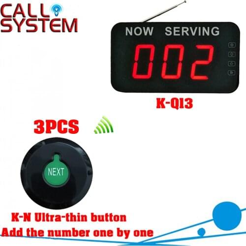 Restaurant Pager Buzzer Quiz Wireless Paging Calling System 3 Ultra-thin button can add the number one by one 1 number screen