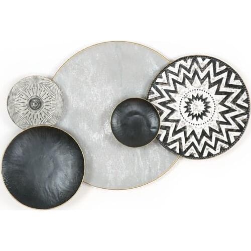 Retro Wrought Iron Black Living Room Sofa Background Wall Decoration Pendant Handicraft Light Luxury Wall-mounted Bedroom