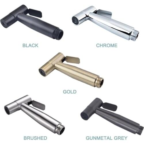 Brushed Golden Black Chrome Grey Hand Held Bidet Sprayer Stainless Steel Pressurized Toilet Bidet Shattaf Jet Spray Shower Head