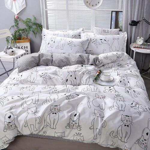Cartoon cat duvet cover pillowcase 3pcs 220x240,200x200, quilt cover blanket cover 135x200 ,single double king size bedding set