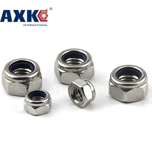 5pcs 3/8" 3/8 Inch 3/8-16 304 Stainless Steel 304SS UNC US Coarse Standard Heavy Prevailling Torque Hex Hexagon Nylon Lock Nut