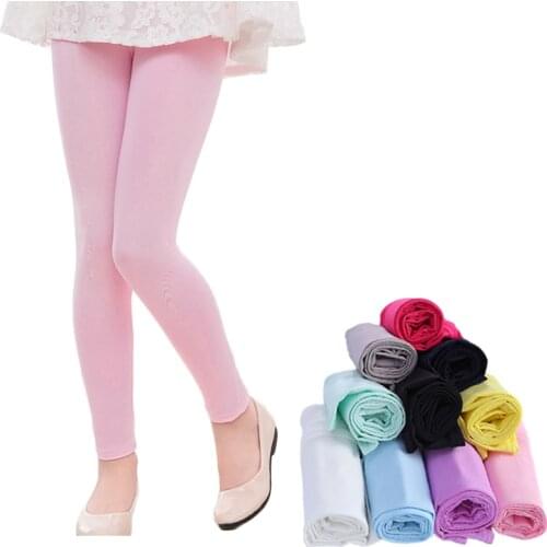 Girl Pants Spring Summer Candy Color Girls Shiny Leggings Skinny Pants 3-14Y Children Kids Elastic Leggings Solid Color Trousers