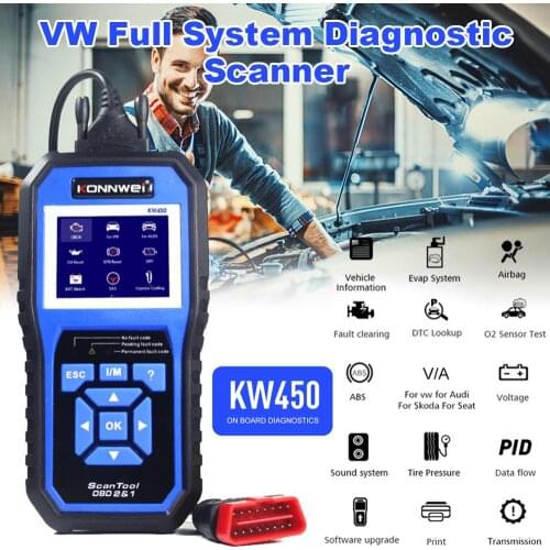 KW450 OBD2 Scanner Auto Code Reader OBD II Car Diagnostic Tool OBD 2 Automotive Scanner for VW Audi Seat Skoda