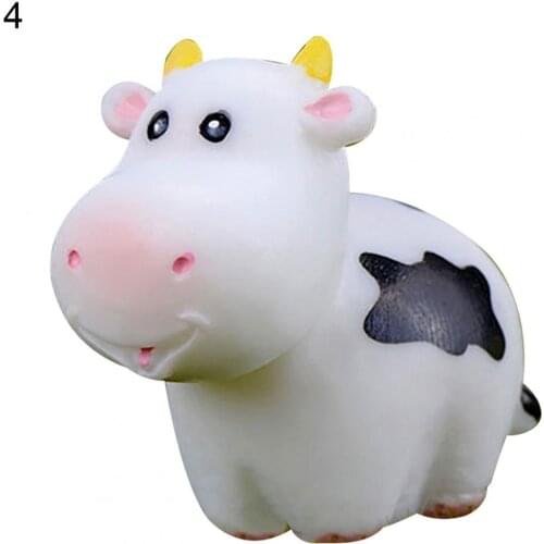 Cow Figurine Eco-friendly Eye-catching Resin Miniature Cow Craft Statue for Home