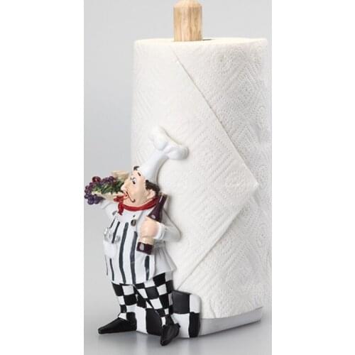 Home Decoration Art Crafts Kitchen Seat Type Paper Tissue Rolls Holder Box Dinning Room Chef Human Resin Tissue Canister