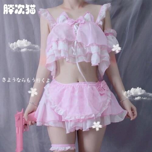 Japanese Cute Sexy Kitty Costumes Party Uniform Seductive Rabbit Girl Cosplay Babydoll Erotic Lingerie Cat Woman Costume