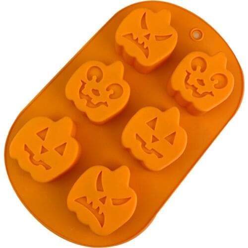 Halloween funny pumpkin silicone mold chocolate mousse turn sugar mold DIY gypsum drop glue soap mold
