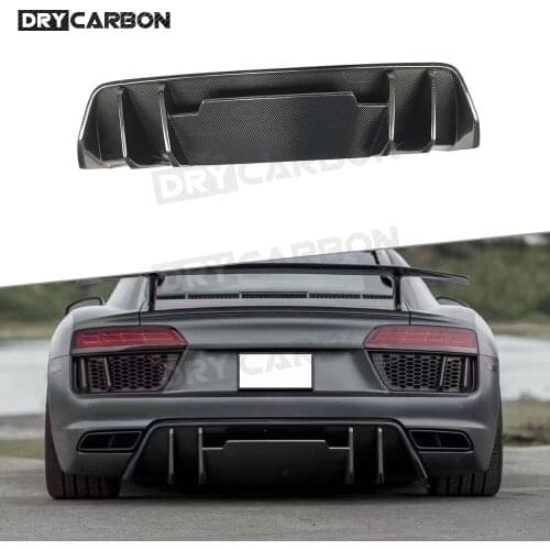 Dry Carbon Fiber / FRP Rear Bumper Lip Diffuser For Audi R8 V8 V10 2017-2020 Car Back Bumper Guard Spoiler Car Styling
