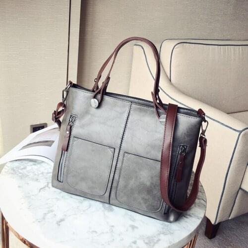 New handbag fashion bag double pocket diagonal handbag bag for women 2018 computer briefcase retro Pu ladies shoulder handbag205