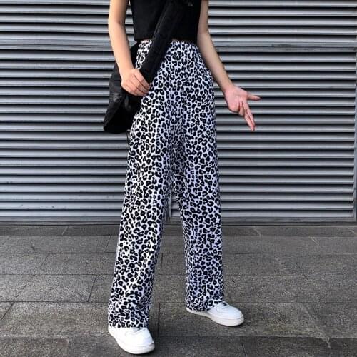 Harajuku Leopard Print Pants Women 2021 Summer High Waist Punk Style Loose Pants Plus Size Long Trousers pantalon femme