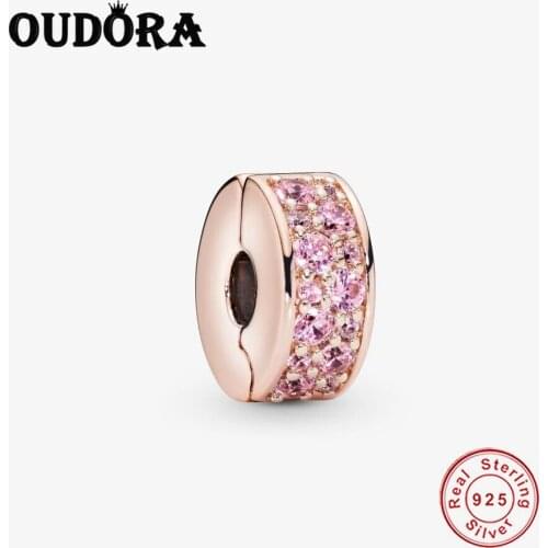 925 Sterling Silver Pave Clip Charms Fit Original Pandora Charms Silver 925 Bracelet Bead Women Fashion Jewelry Berloque Making