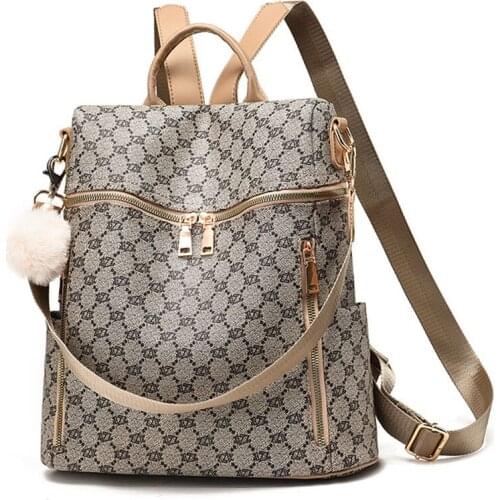 Womens Luxury Brand Design Double Shoulder Traval Casual Bacpacks Ladies Backpack Fashion PU Leather Print Pattern Rucksack