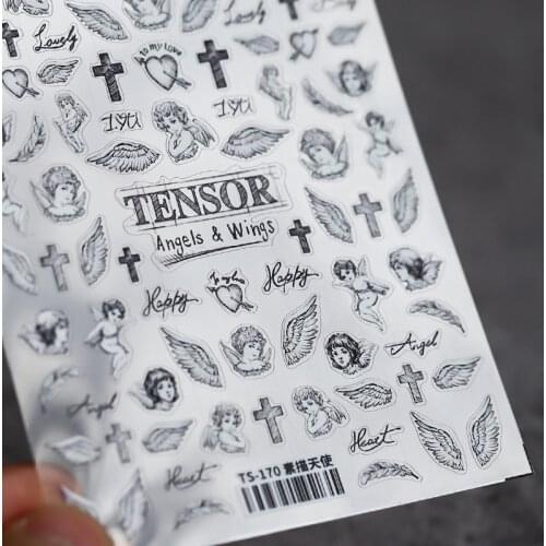 1 Sheet New 3D Thin Section Nail Stickers Abstract English Letter Design Nails Accessories Fashion Manicure Sticker Decoration