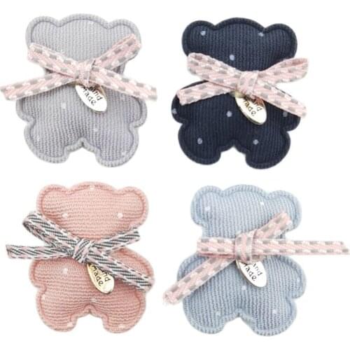 16Pcs/Lot 3.5*3CM Cut Bear Padded Appliques For Craft Clothes Sewing Supplies DIY Hair Clip Accessories