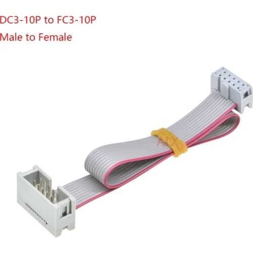 2PCS DC3-FC Male to female 2.54MM pitch connector 10 PIN 20CM 30CM Flat Ribbon DOWNLOAD Data Cable IDC BOX HEADER 10P