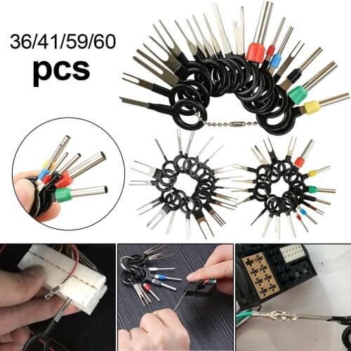 36/41/59/60Pcs Car Terminal Removal Tool Wiring Crimp Connector Extractor Pin Terminal Repair Professional Tools Kit Accessories