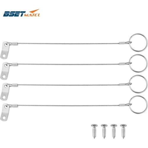 4PCS Stainless Steel 316 Lanyard Cable Safety Tether Wire for Loss Prevention 1 Loop with Quick Release Ring & Rubber Coating