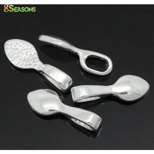 8SEASONS Tag Glue on Bail Spoon Silver color 16x5.5mm,50 PCs (B28762)