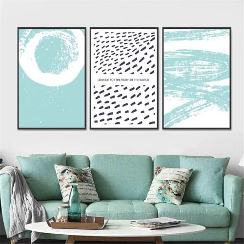 Abstract Cyan Irregularity Geometry Wall Art Poster Blue Dot Art Prints Quotes Canvas Painting Nordic Pictures Living Room Decor
