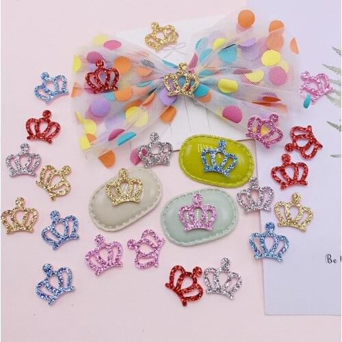 50pcs Glitter Patches Shiny Hollow Out Crown Accessory For Apparel Sewing Materials Garment Kids Headwear Cake Decoration