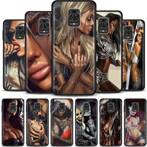 Phone Case for Xiaomi Redmi Note 9 9s 8T 8 Pro 7 8A 9A 9C 9T 9i 9 Power Matte Bumper Coque Silicone Soft Sexy Sleeve Tattoo Girl