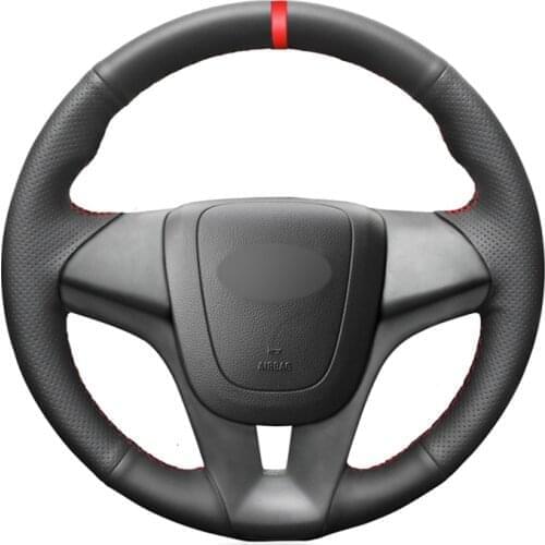 Black PU Artificial Leather Red Marker Car Steering Wheel Cover for Chevrolet Cruze 2009-2014 Aveo 2011-2014 Orlando 2010