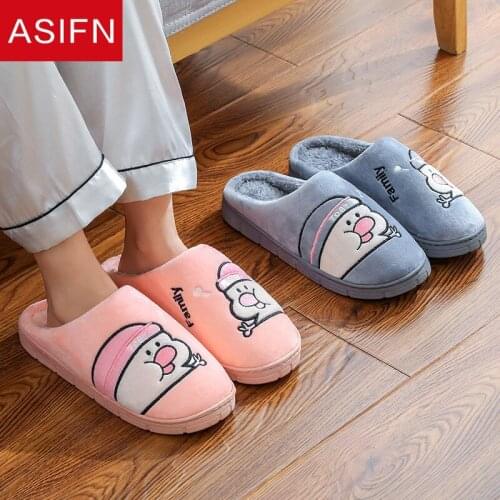 ASIFN Home Winter Fur Slippers Students Women Ladies House Boys Girls Soft Bottom Cute Non-slip Men Slippers Zapatos De Mujer