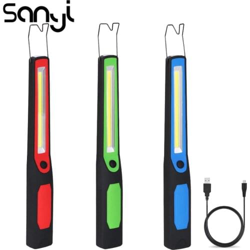 SANYI With Strong Bright Flashlight Torch 2 Modes USB Charging Built-in Battery Portable Lantern Working Light LED COB Lamp