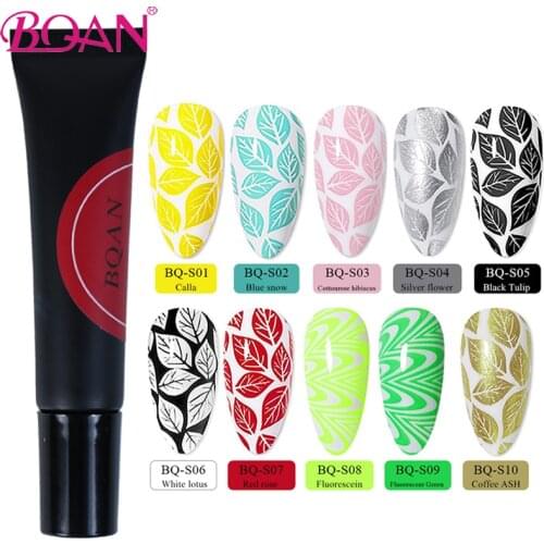 BQAN Nail Art Stamping Gel Polish Hybrid Semi Permanent UV Nail Polishes 8 ML Nail Art Manicure Stamping Gels Tools