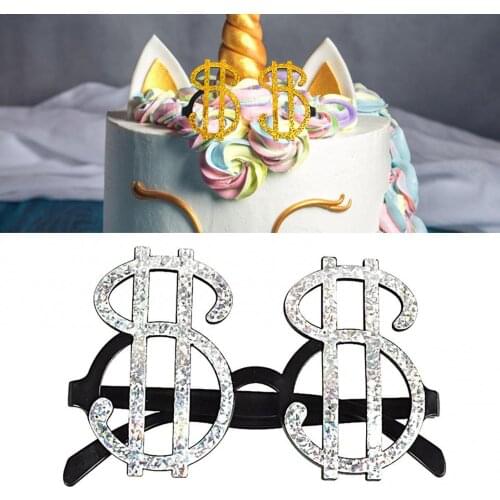 Hot Sale 60% Blingbling Glasses Design Cake Topper Birthday Festival Party Decoration Supply Cake Decorating Supplies Accessorie