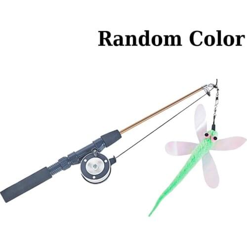 Interactive Cat Toy Funny Cat Teaser Catcher Toys Creative Kitten Fishing Pole Wand Pet Cats Exercise Toy Supplies Random Color