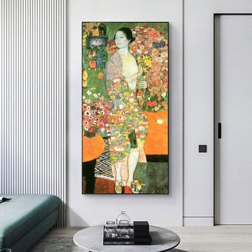 Famous Painting The Dancer By Gustav Klimt Canvas Painting Posters and Prints Nude Woman Wall Art Pictures for Living Room