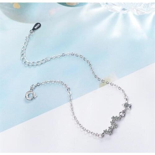 Exquisite Flash New Arrival Fashion Temperament 925 Sterling Silver Jewelry Mini Crystal Stars Women Popular Bracelets SB143