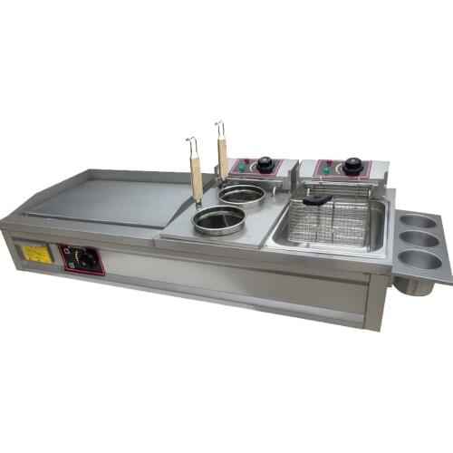 Commercial Electric Griddle Fryer All-In-One Machine Pancake Maker Grilled Squid Teppanyaki Equipment Deep Fryer 220V