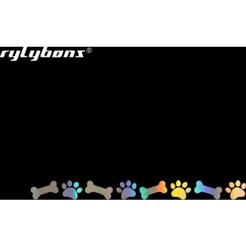 Rylybons 20cm*1.8cm Bone Elegant Paw Prints Dog Bones Vinyl Window Decoration Car-styling Car Sticker for Auto Products