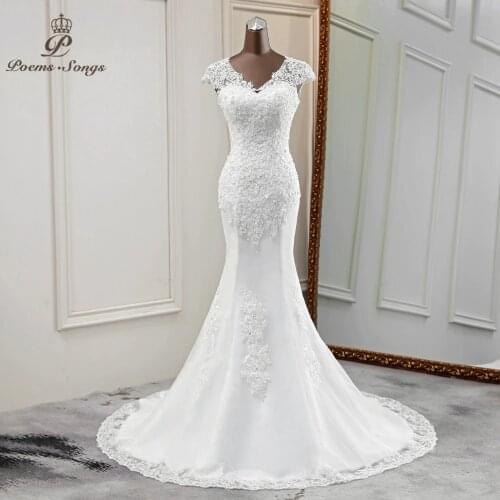 New mermaid wedding dress 2021 bride dress V-neck marriage wedding gowns elegant vestidos de novia applique robe mariage