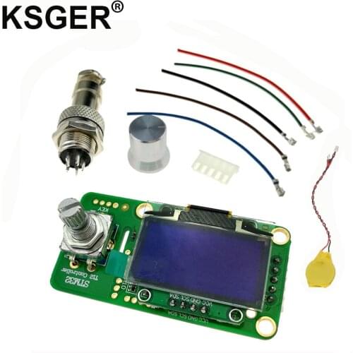 KSGER V2.1S Digital STM32 OLED 1.3 Size Screen T12 Temperature Battery Controller 5 Core Silicone Wire 9501 Soldering Handle Set