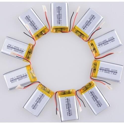 10pcs/Lot 612338 3.7V 800mAh Rechargeable li-Polymer Li-ion Battery For Video Recorder Intego VX 760 DVR TeXet da 4V