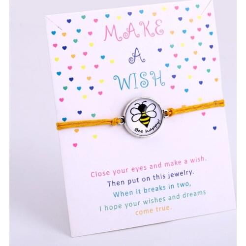 Honeybee Bee Happy Charm Bracelets Women Boy Girl Unisex Jewelry Friendship Best Friends Christmas Gift Drop Shipping