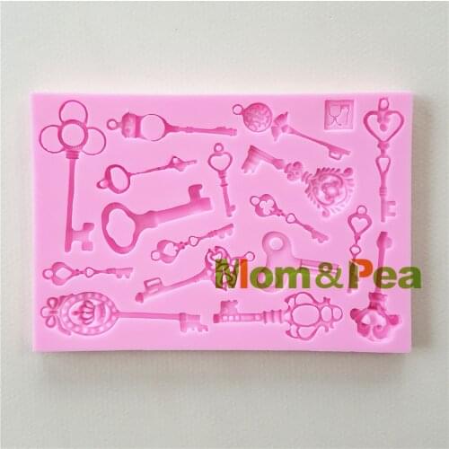 Mom&Pea MP102 Free Shipping Keys Silicone mold Cake Decoration Fondant Cake 3D Mold Food Grade
