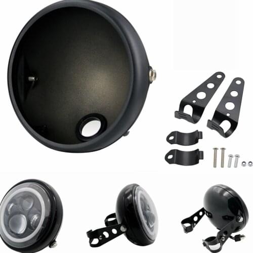 Motorcycle LED Headlight Housing 7 Inch Retro Modified Headlight Base 7inch LED Headlight Shell Bucket Housing Shell Trim Holder