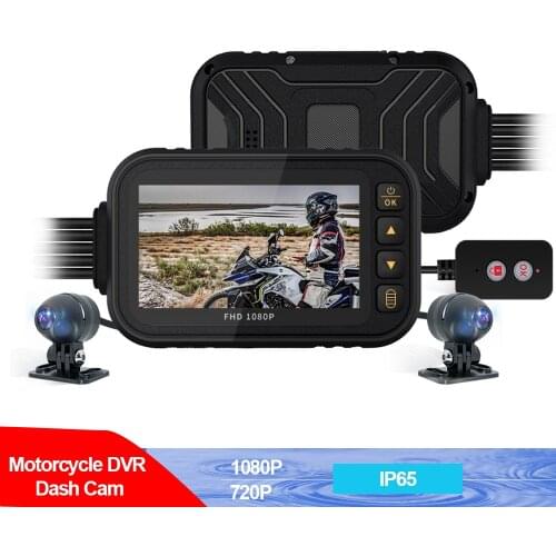 Motorcycle DVR Dash Cam Full HD 1080P+720P Front Rear View Waterproof Motorcycle Camera Black Recorder Box