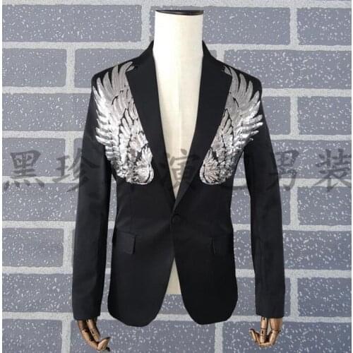 Male Paillette Suit Male Personality Men Suits Designs Masculino Homme Terno Stage Costumes For Singers Men Sequin Blazer Dance