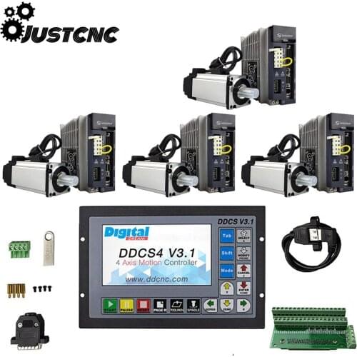 Ddcsv3.1 CNC kit 4-axis motion control system Servo driver kit 750W AC220V driver and servo motor Z axis with brake