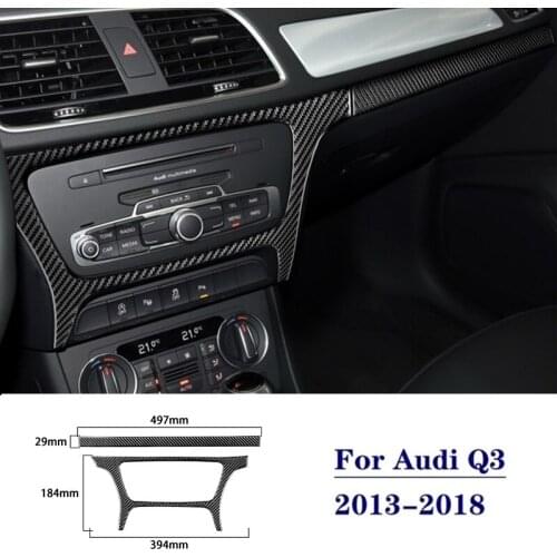 Carbon Fiber Central Console CD Frame Cover Trim Sticker Fit For Audi Q3 2013-2018 Car Interior Accessories