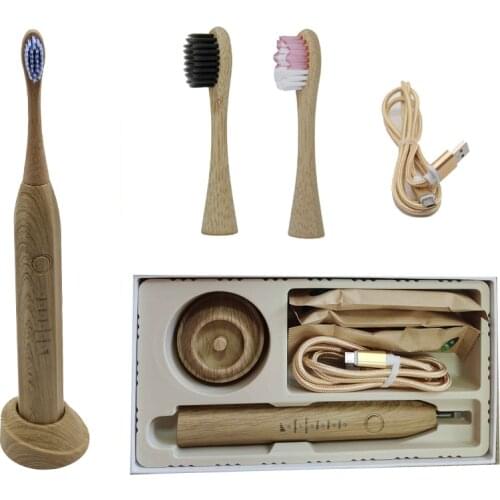 Natural Bamboo Wood Electric Toothbrush Soocas x3 Nozzles Sonic Toothbrush With Toothbrush Holder cepillo dientes electrico