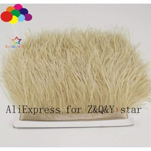 Z&Q&Y natural beautiful ostrich hair dyed khaki made cloth edge DIY clothing show craft accessories feather
